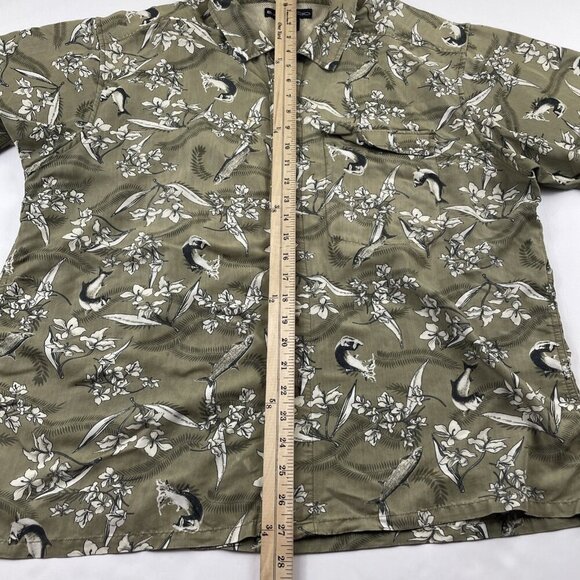 ExOfficio Button Up Shirt Men's L Short Sleeve Vented Outdoors Fish Floral Green - Picture 5 of 12